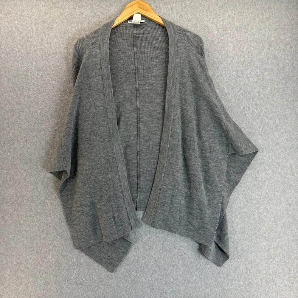 Rebecca‎ Minkoff Womens Gray Knit Drape Wrap Shawl Open Front Wool Blend Soft